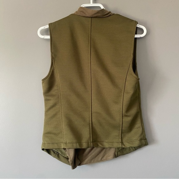 Olive Green Vest Draped Utility Style Moto Zip-Up Gorpcore Layer Size Small - Picture 7 of 11